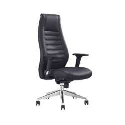 Executive Comfort: Boston High Back Chair with Arms in Premium Black Leather