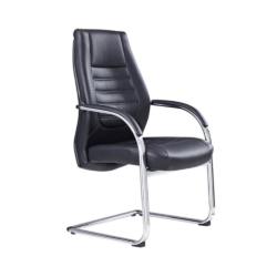 Chic and Functional: Boston Visitor Chair in Black Leather with Arms