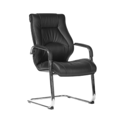 Modern Office Elegance: Camry Visitor Chair with Black Leather and Arm Accents