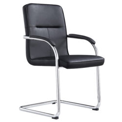 Elegance in Seating: The Rose Visitor Chair with Leather Seat and Chrome Frame