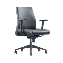 Sophisticated Comfort: The Venus Medium Back Chair Boasting Black Leather and Armrests